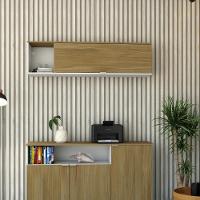 Armário Aéreo Com nicho E Porta Basculante 35x135x35cm Wlnp135 Com vermont Oak