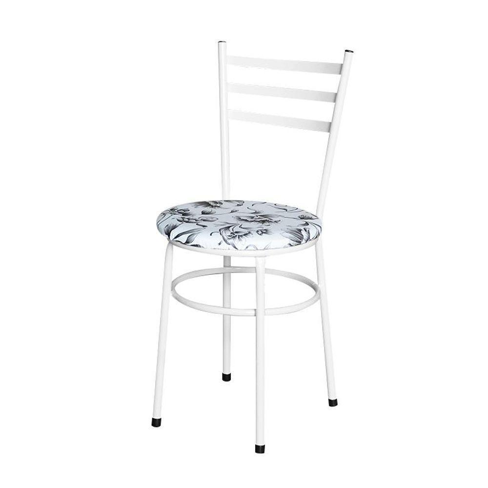 Conjunto 6 Cadeiras Epóxi Branca Para Cozinha Assento Estampado Floral Branco - 2
