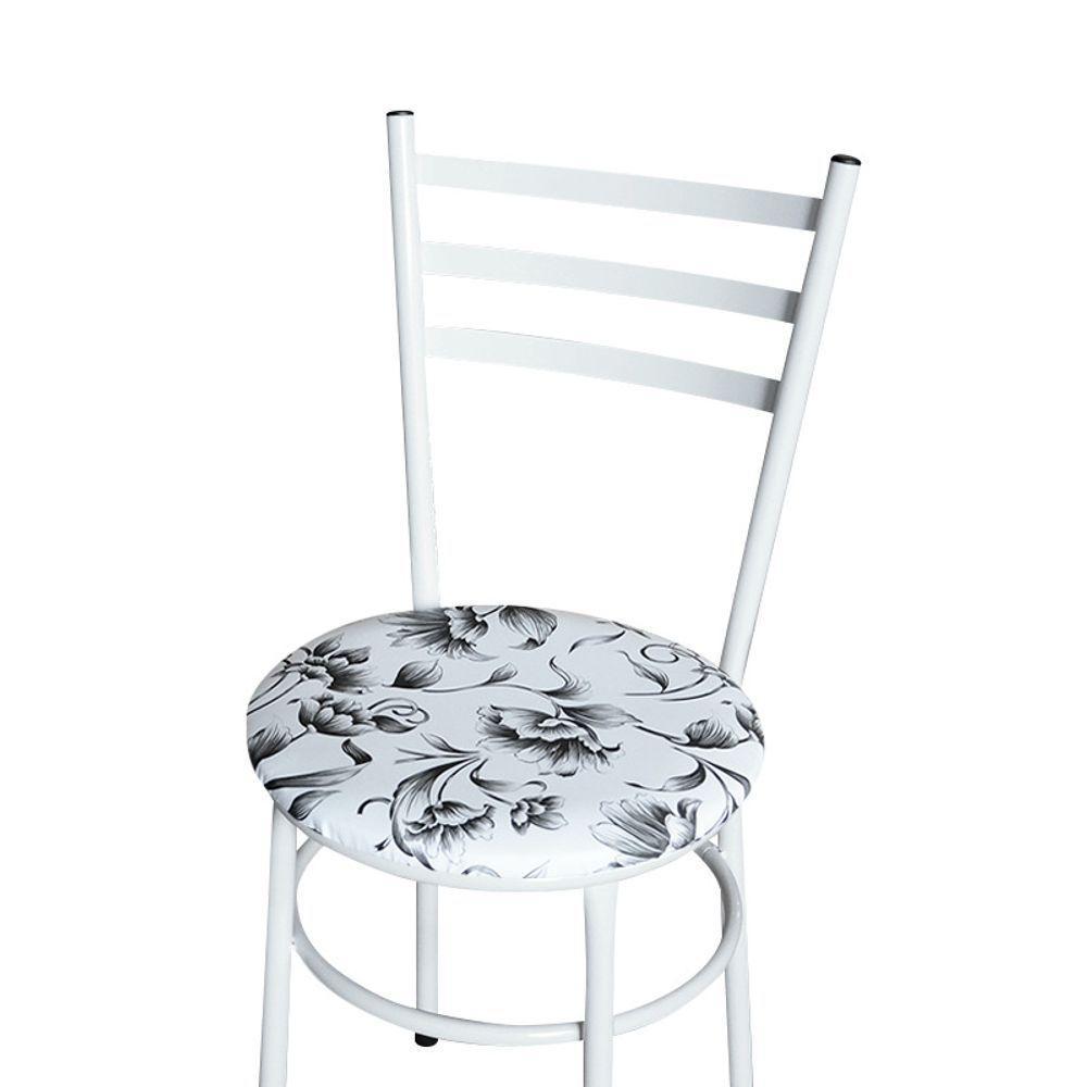Conjunto 6 Cadeiras Epóxi Branca Para Cozinha Assento Estampado Floral Branco - 8
