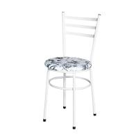 Conjunto 6 Cadeiras Epóxi Branca Para Cozinha Assento Estampado Floral Branco - 2