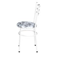 Conjunto 6 Cadeiras Epóxi Branca Para Cozinha Assento Estampado Floral Branco