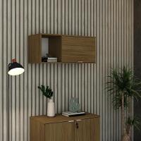 Armário Aéreo Com nicho E Porta Basculante 35x80x35cm Wlnp80 Vermont Oak - Branco - 3