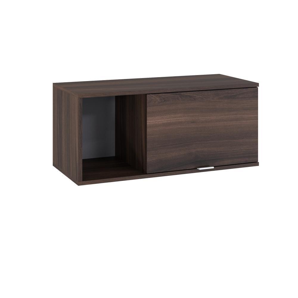 Armário Aéreo Com nicho E Porta Basculante 35x80x35cm Wlnp80 Nogal - Branco - 1