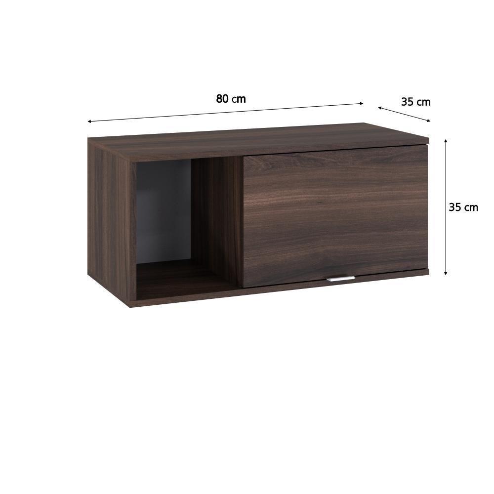 Armário Aéreo Com nicho E Porta Basculante 35x80x35cm Wlnp80 Nogal - Branco - 2