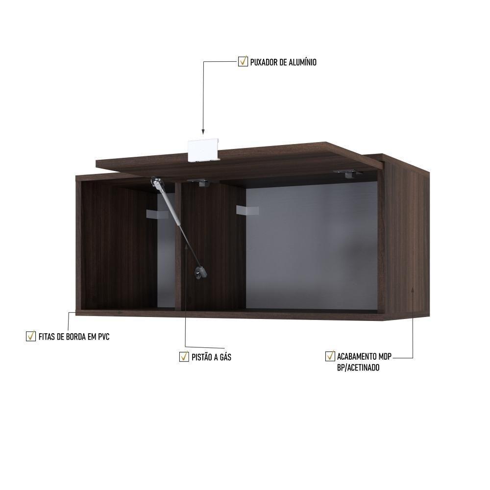 Armário Aéreo Com nicho E Porta Basculante 35x80x35cm Wlnp80 Nogal - Branco - 4