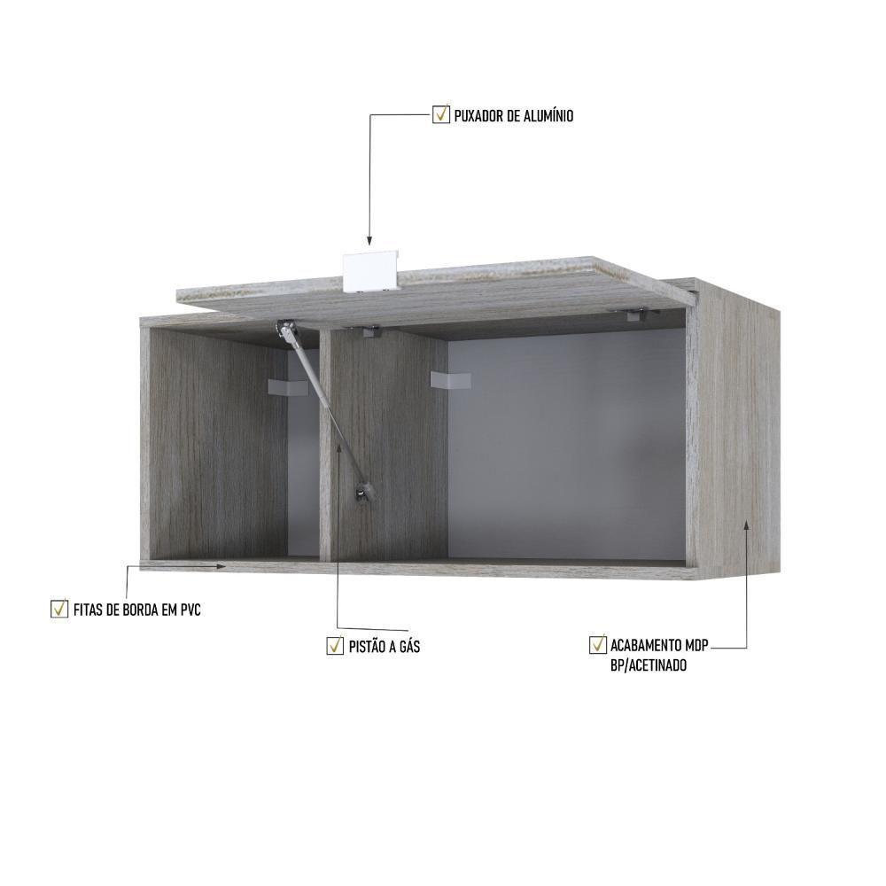 Armário Aéreo Com nicho E Porta Basculante 35x80x35cm Wlnp80 Snow - Branco - 3