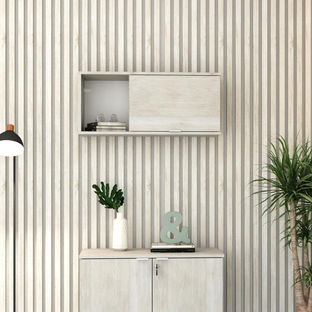 Armário Aéreo Com nicho E Porta Basculante 35x80x35cm Wlnp80 Snow - Branco - 4