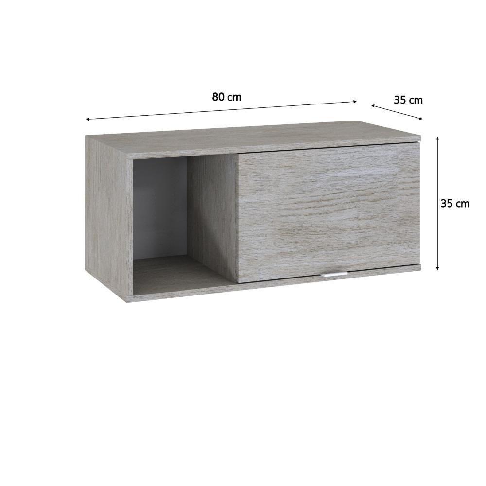 Armário Aéreo Com nicho E Porta Basculante 35x80x35cm Wlnp80 Snow - Branco - 6