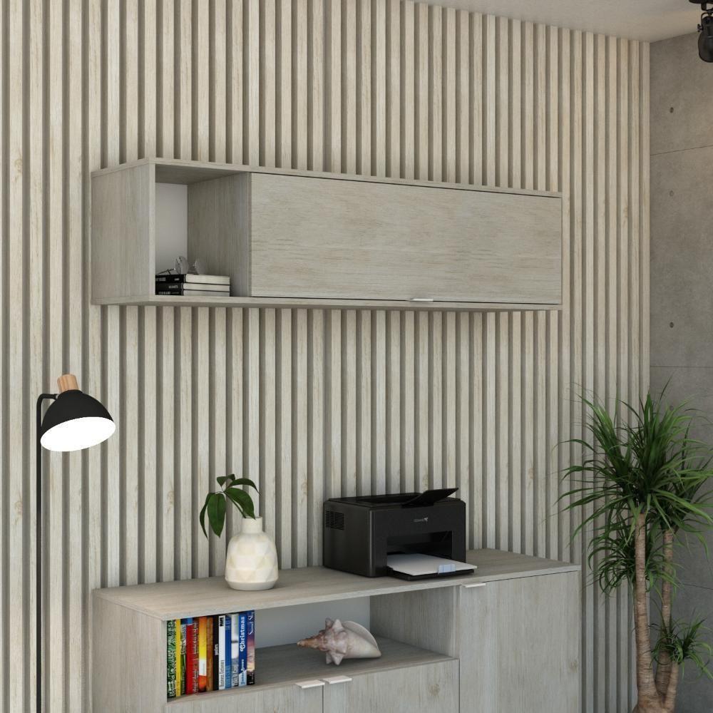 Armário Aéreo Com nicho E Porta Basculante 35x135x35cm Wlnp135 Snow - Branco - 2