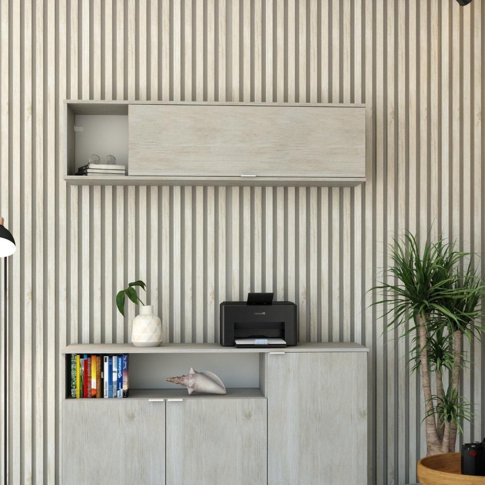 Armário Aéreo Com nicho E Porta Basculante 35x135x35cm Wlnp135 Snow - Branco - 4