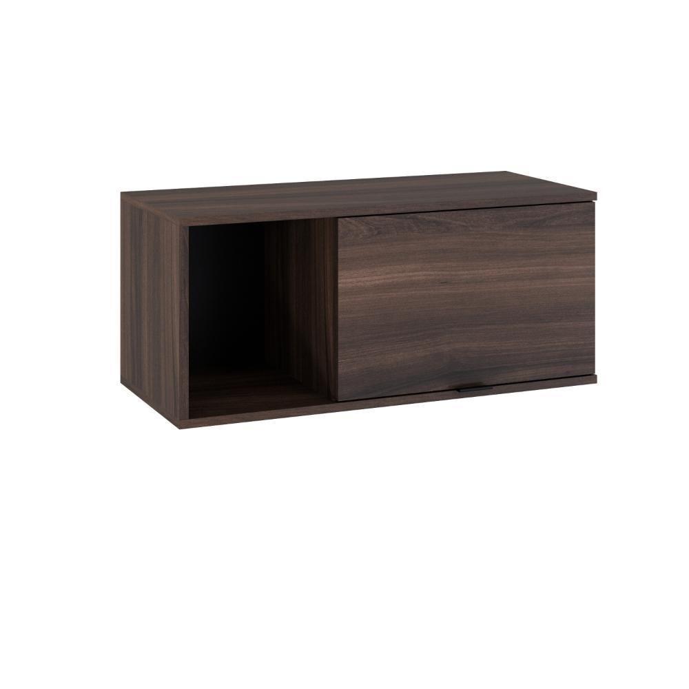 Armário Aéreo Com nicho E Porta Basculante 35x80x35cm Wlnp80 Nogal - Preto - 1