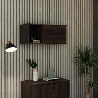 Armário Aéreo Com nicho E Porta Basculante 35x80x35cm Wlnp80 Nogal - Preto - 2