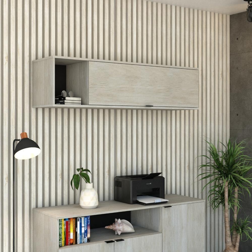 Armário Aéreo Com nicho E Porta Basculante 35x135x35cm Wlnp135 Snow - Preto - 2