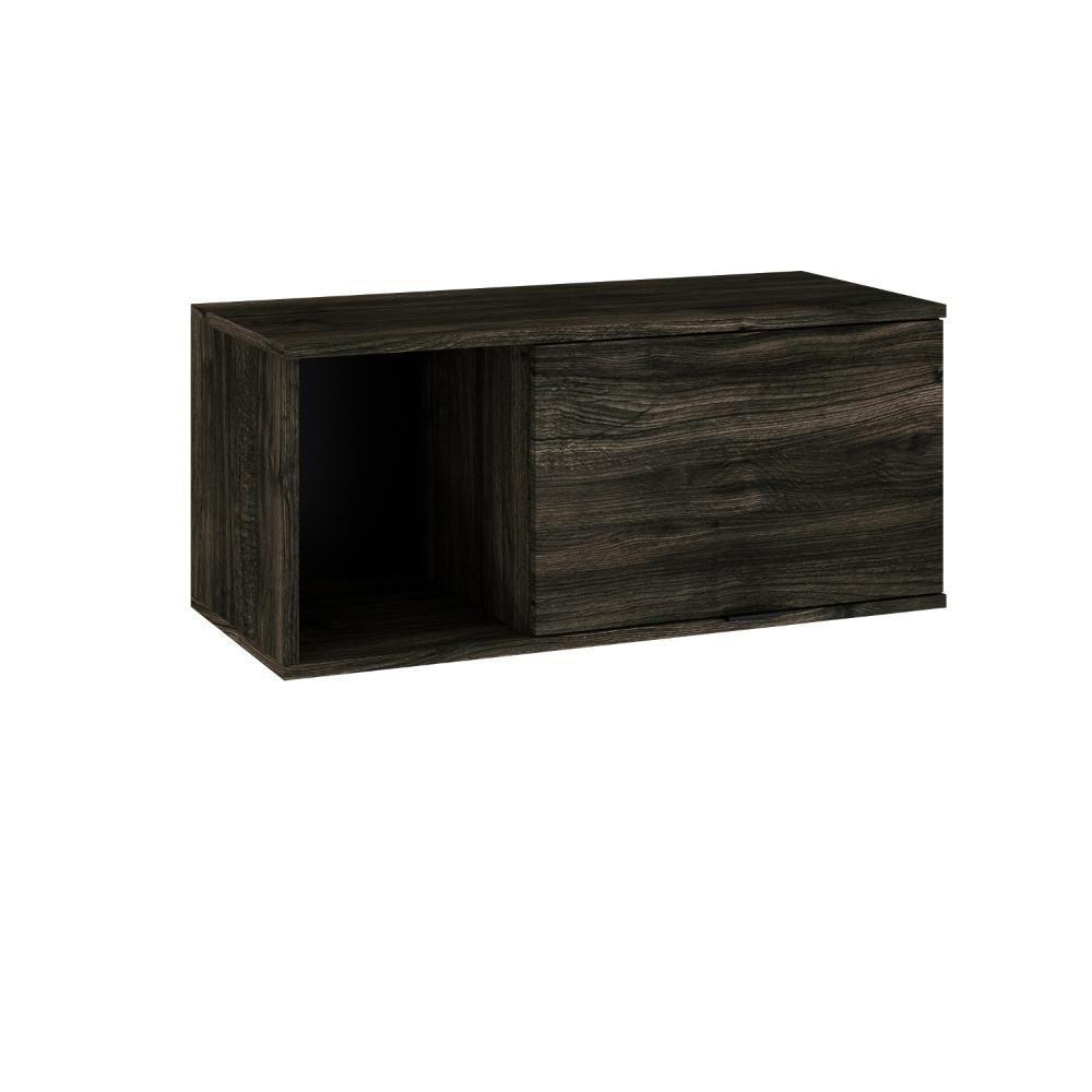 Armário Aéreo Com nicho E Porta Basculante 35x80x35cm Wlnp80 Carvalho Dark - Preto - 1