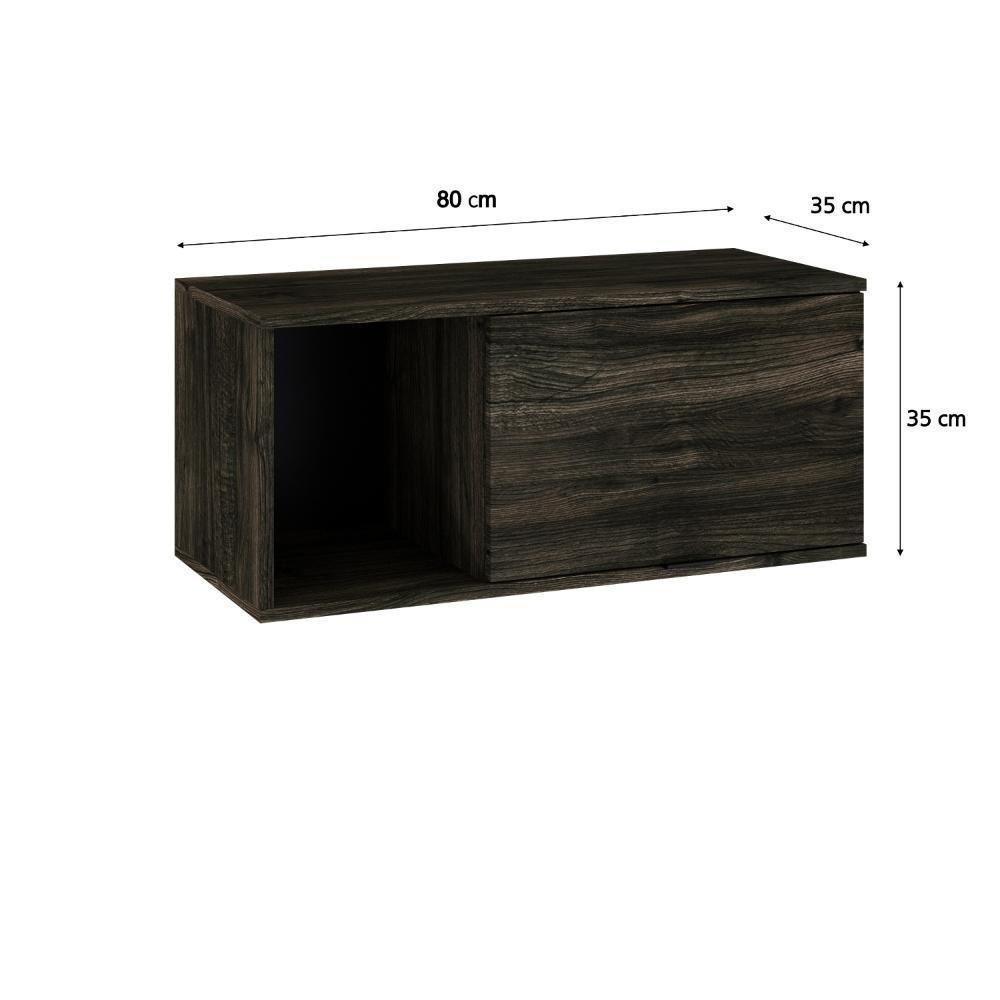 Armário Aéreo Com nicho E Porta Basculante 35x80x35cm Wlnp80 Carvalho Dark - Preto - 6