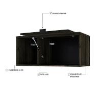 Armário Aéreo Com nicho E Porta Basculante 35x80x35cm Wlnp80 Carvalho Dark - Preto - 3