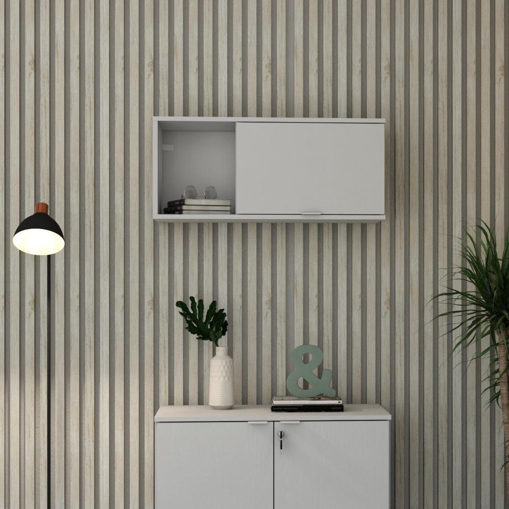 Armário Aéreo Com nicho E Porta Basculante 35x80x35cm Wlnp80 Branco Chess - 4