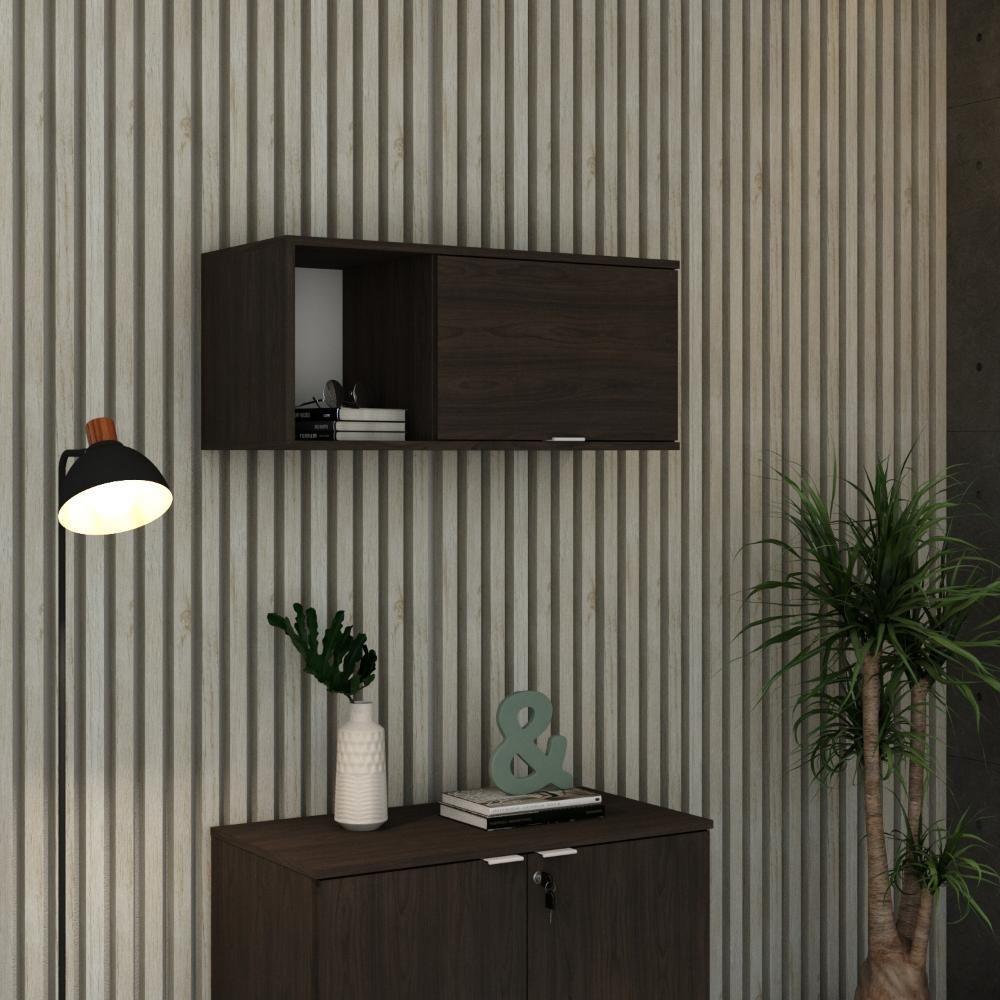 Armário Aéreo Com nicho E Porta Basculante 35x80x35cm Wlnp80 Terracota - Branco - 2