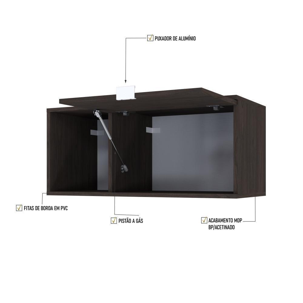 Armário Aéreo Com nicho E Porta Basculante 35x80x35cm Wlnp80 Terracota - Branco - 3