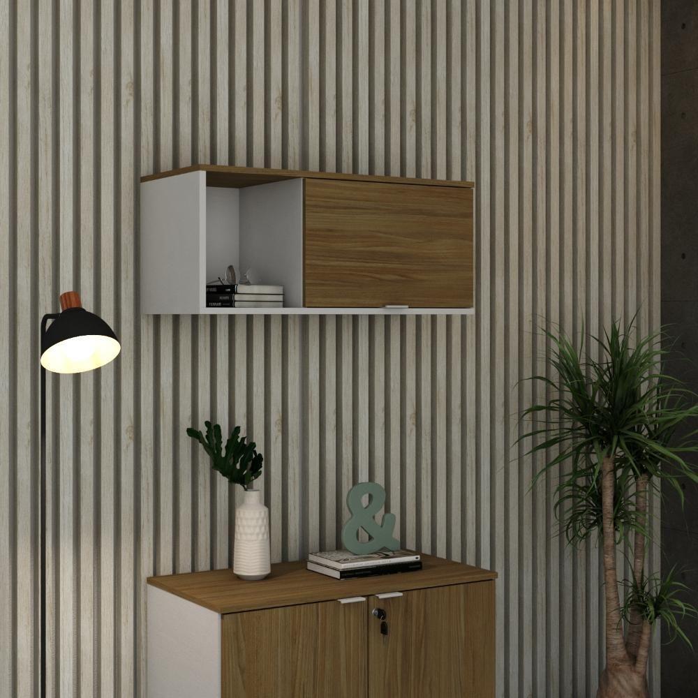 Armário Aéreo Com nicho E Porta Basculante 35x80x35cm Wlnp80 Com vermont Oak - 2