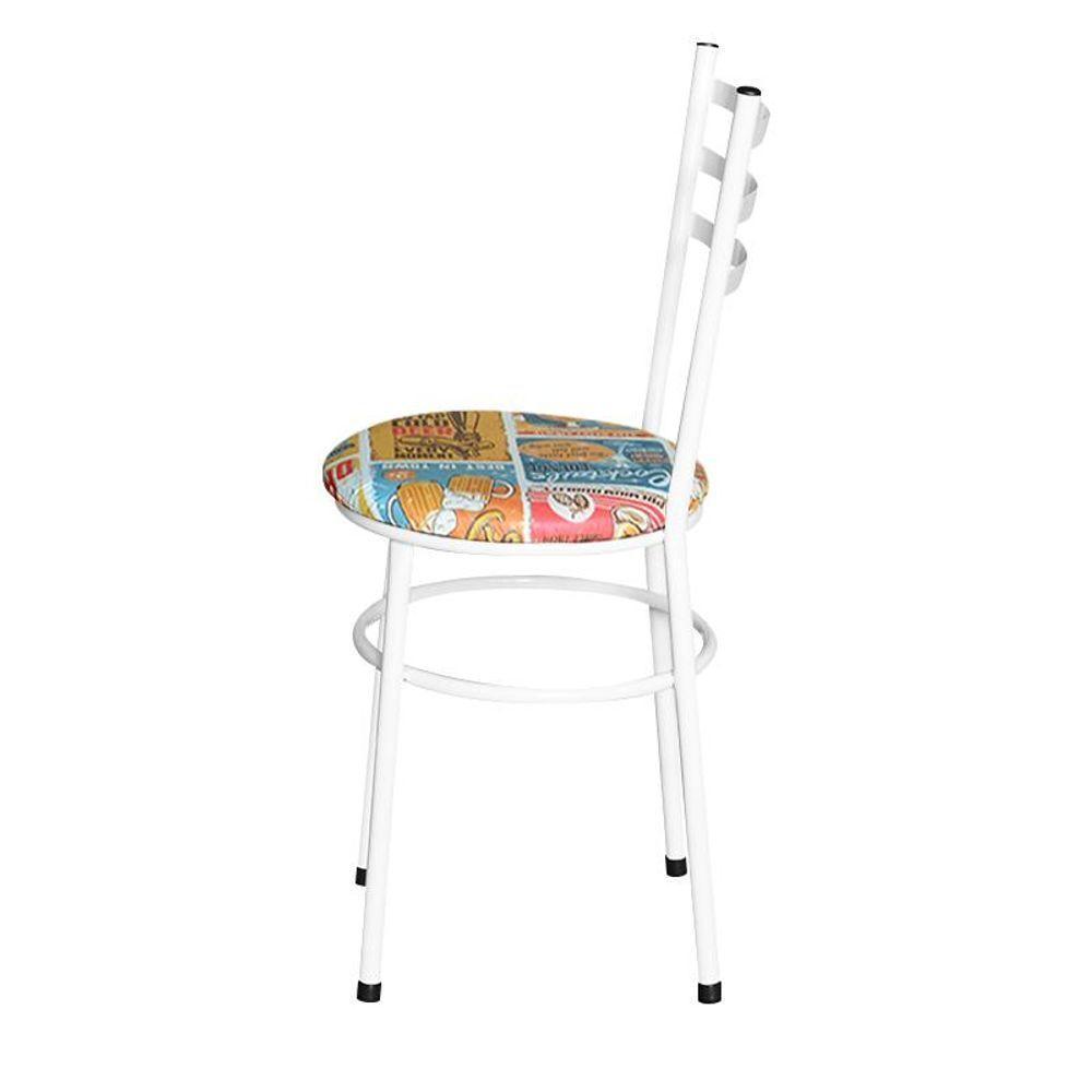 Conjunto 6 Cadeiras Epóxi Branca Para Cozinha Assento Estampado Happy Hour - 4