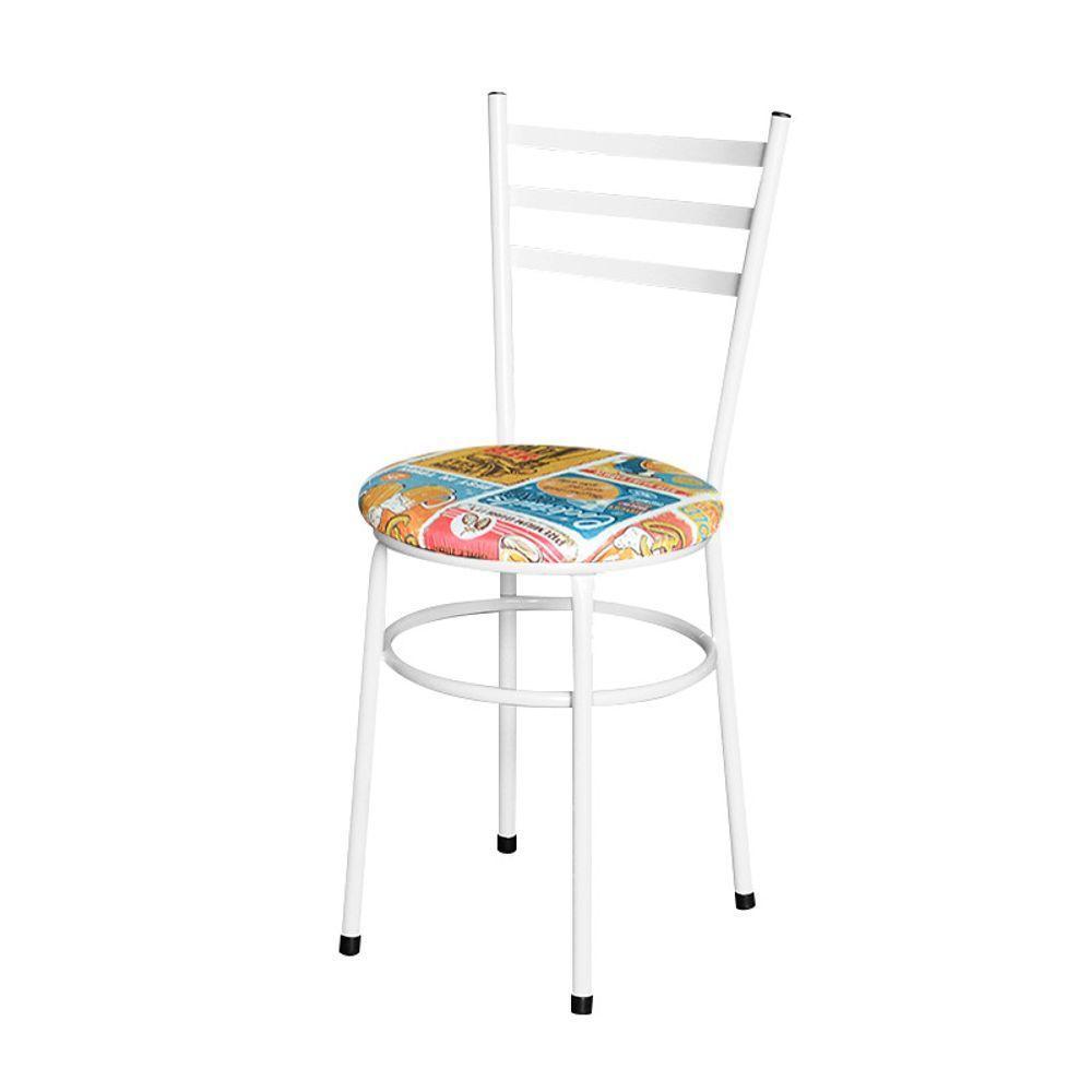 Conjunto 6 Cadeiras Epóxi Branca Para Cozinha Assento Estampado Happy Hour - 7