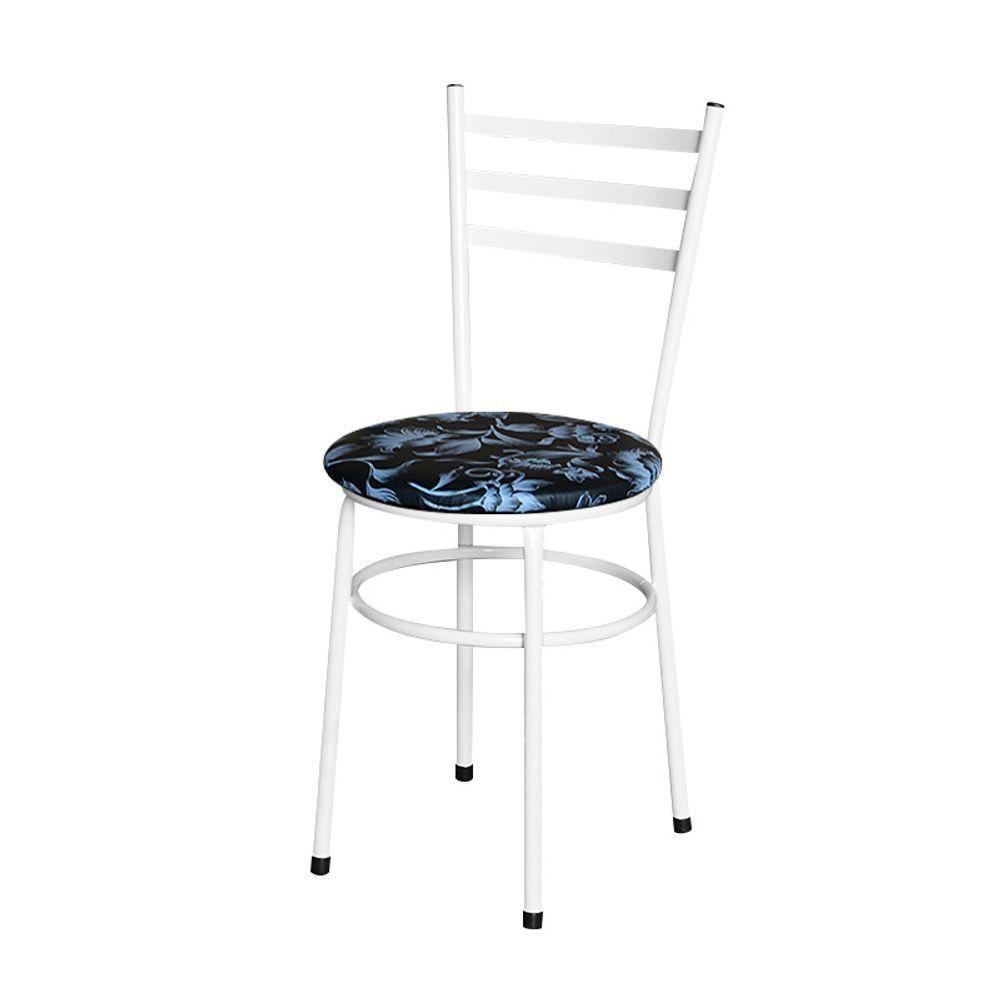 Conjunto 6 Cadeiras Epóxi Branca Para Cozinha Assento Estampado Floral Preto - 2