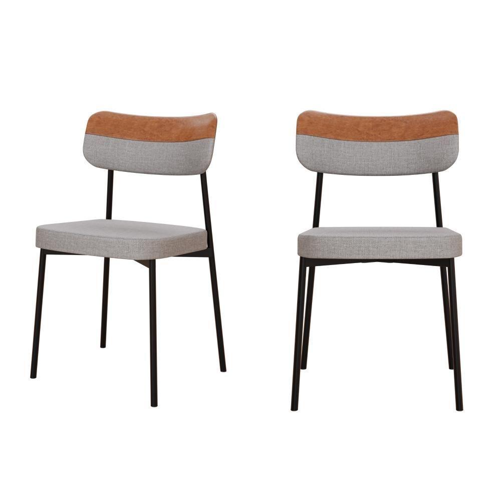 Cadeira Mynna Fixa C/4 Pes 525 X 470 X 790 Mm C/2 Un. Crt.cinza Claro/courino Caramelo Crt Cinza Claro/cn Caramelo - 1