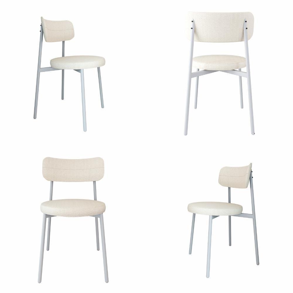 4 Unidades Cadeira Kyta Fixa C/4 Pés 50 X 44,7 X 83,8 Cm Pés Brancos. Corriente Palha Corriente Palha - 1