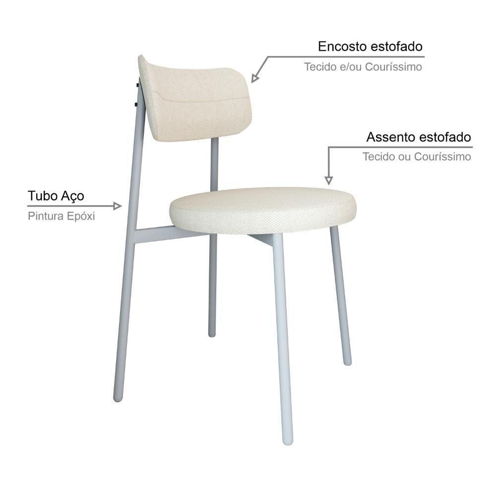 4 Unidades Cadeira Kyta Fixa C/4 Pés 50 X 44,7 X 83,8 Cm Pés Brancos. Corriente Palha Corriente Palha - 3