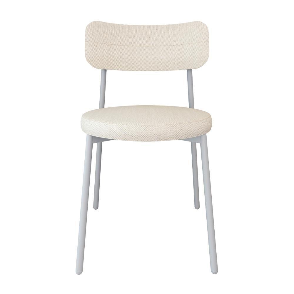 4 Unidades Cadeira Kyta Fixa C/4 Pés 50 X 44,7 X 83,8 Cm Pés Brancos. Corriente Palha Corriente Palha - 4