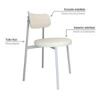 4 Unidades Cadeira Kyta Fixa C/4 Pés 50 X 44,7 X 83,8 Cm Pés Brancos. Corriente Palha Corriente Palha - 3