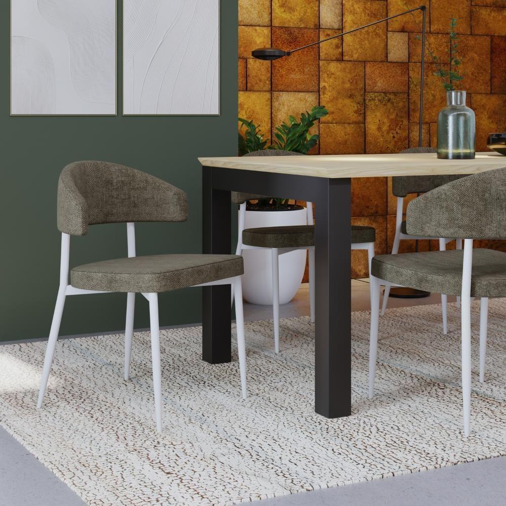 2 Unidades Cadeira Bless Fixa C/4 Pés 53 X 55 X 78cm Pés Brancos. Lautrec Marrom Lautrec Marrom - 2