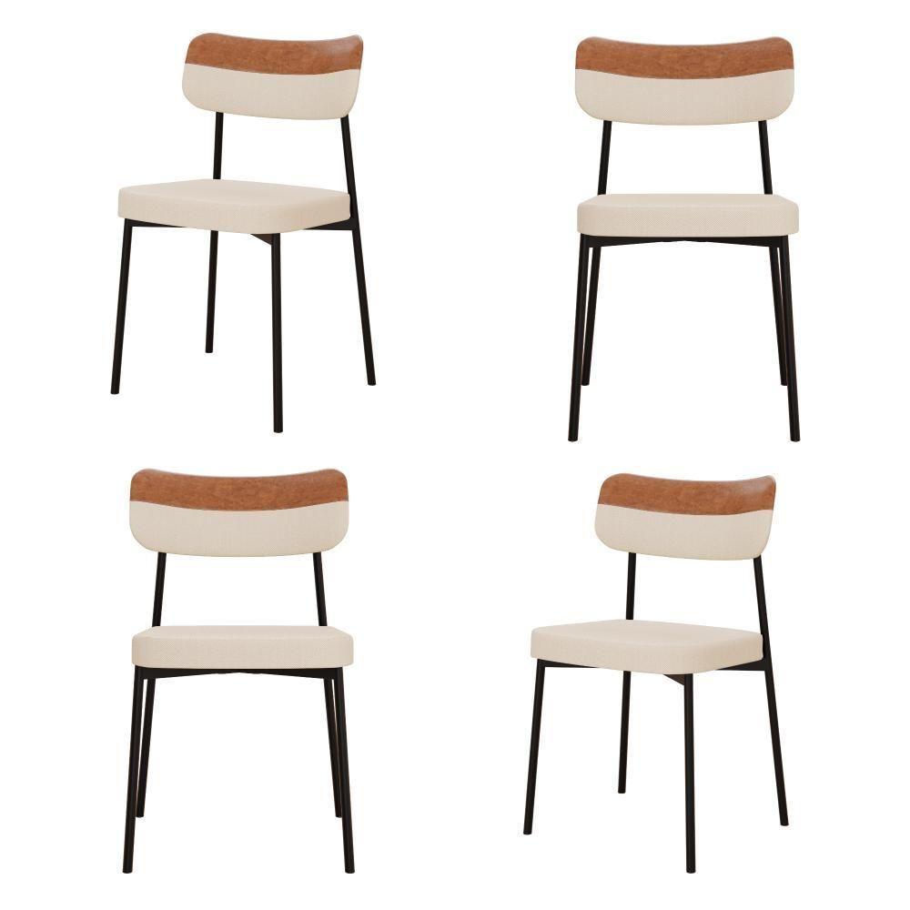 Cadeira Mynna Fixa C/4 Pes 525 X 470 X 790 Mm C/4 Un. Crt.areia/courino Caramelo Crt Areia/courino Caramelo - 1