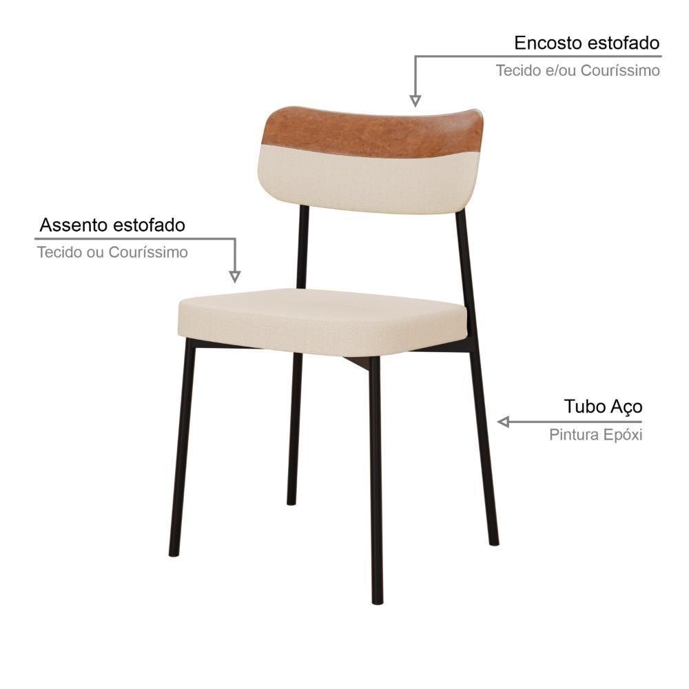 Cadeira Mynna Fixa C/4 Pes 525 X 470 X 790 Mm C/4 Un. Crt.areia/courino Caramelo Crt Areia/courino Caramelo - 3