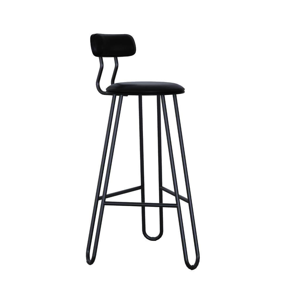 Conjunto 2 Banquetas Alta Ginger Com Encosto Courino Preto - 1