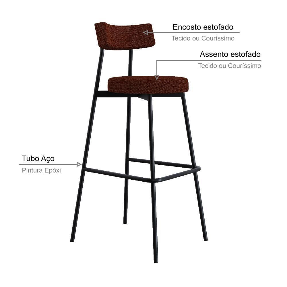 Banqueta Alta Stout Ae: 100 / Aa: 75cm C/04 Un. Bqst7510.4 Etnico Castanho Etnico Castanho - 3