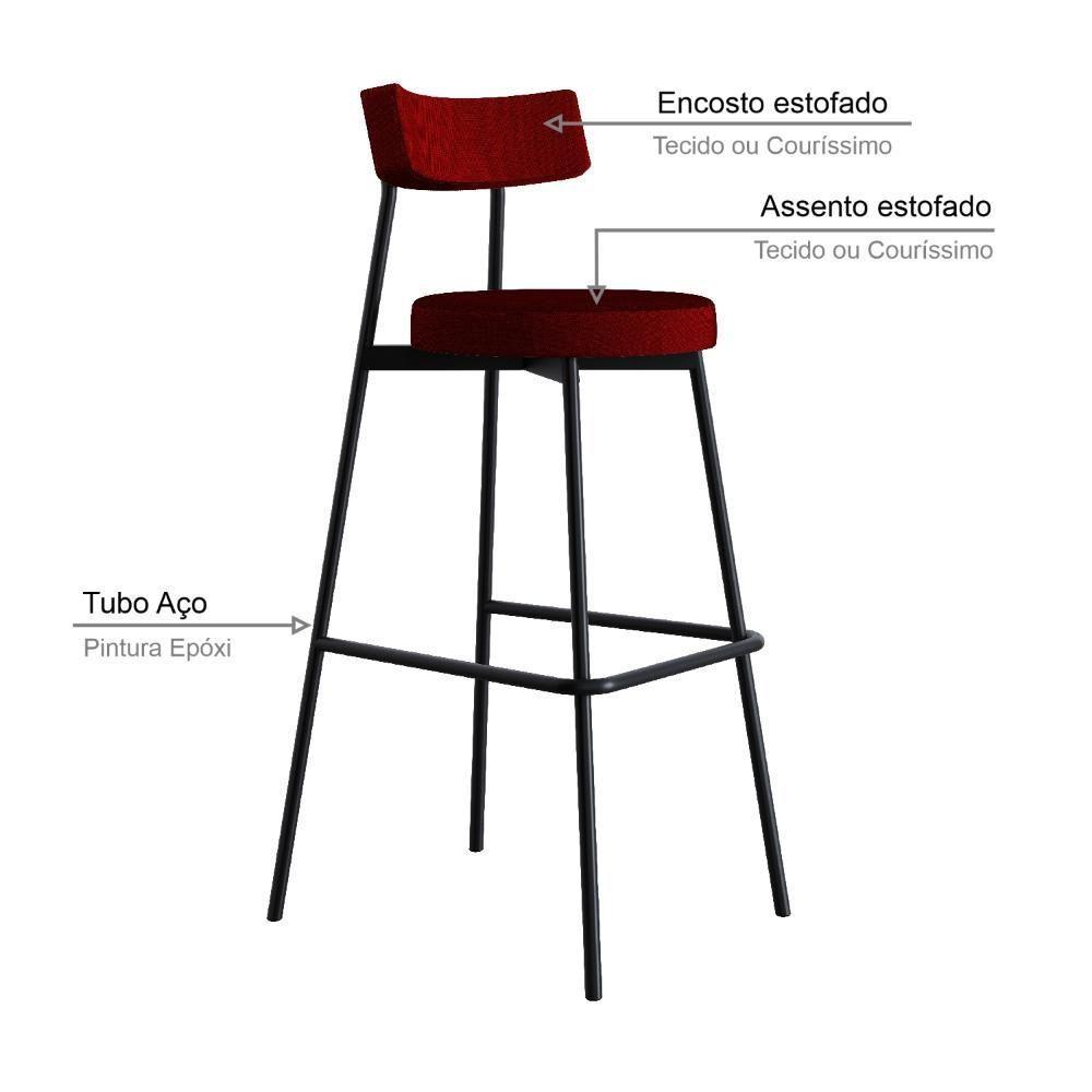 Banqueta Alta Stout Ae: 100 / Aa: 75cm C/02 Un. Bqst7510.2 Vermelho Vinho City Vermelho Vinho City - 3