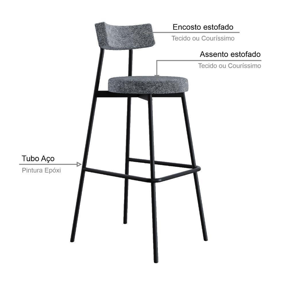 Banqueta Alta Stout Ae: 100 / Aa: 75cm C/04 Un. Bqst7510.4 Névoa Prata City Névoa Prata City - 3