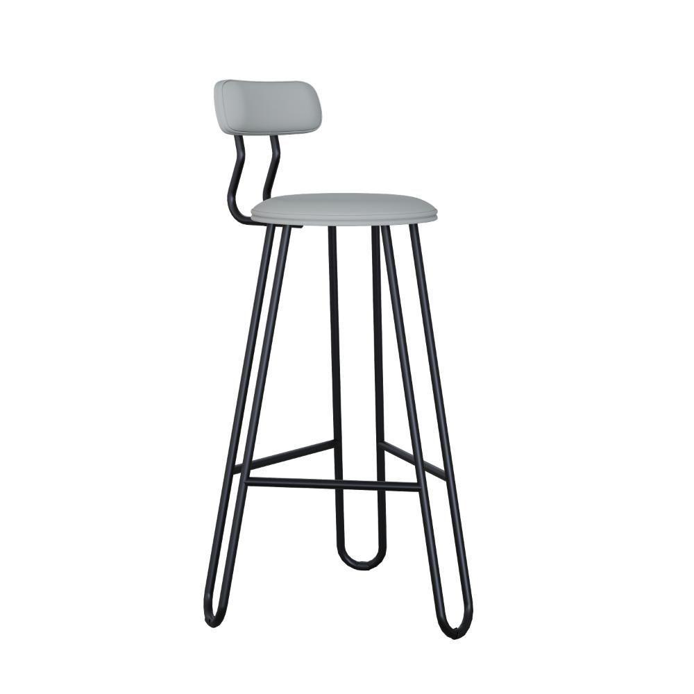 Conjunto 4 Banquetas Alta Ginger Com Encosto Courino Saturno Off White - 1