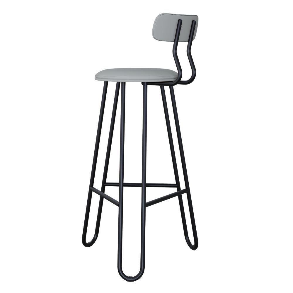 Conjunto 4 Banquetas Alta Ginger Com Encosto Courino Saturno Off White - 2