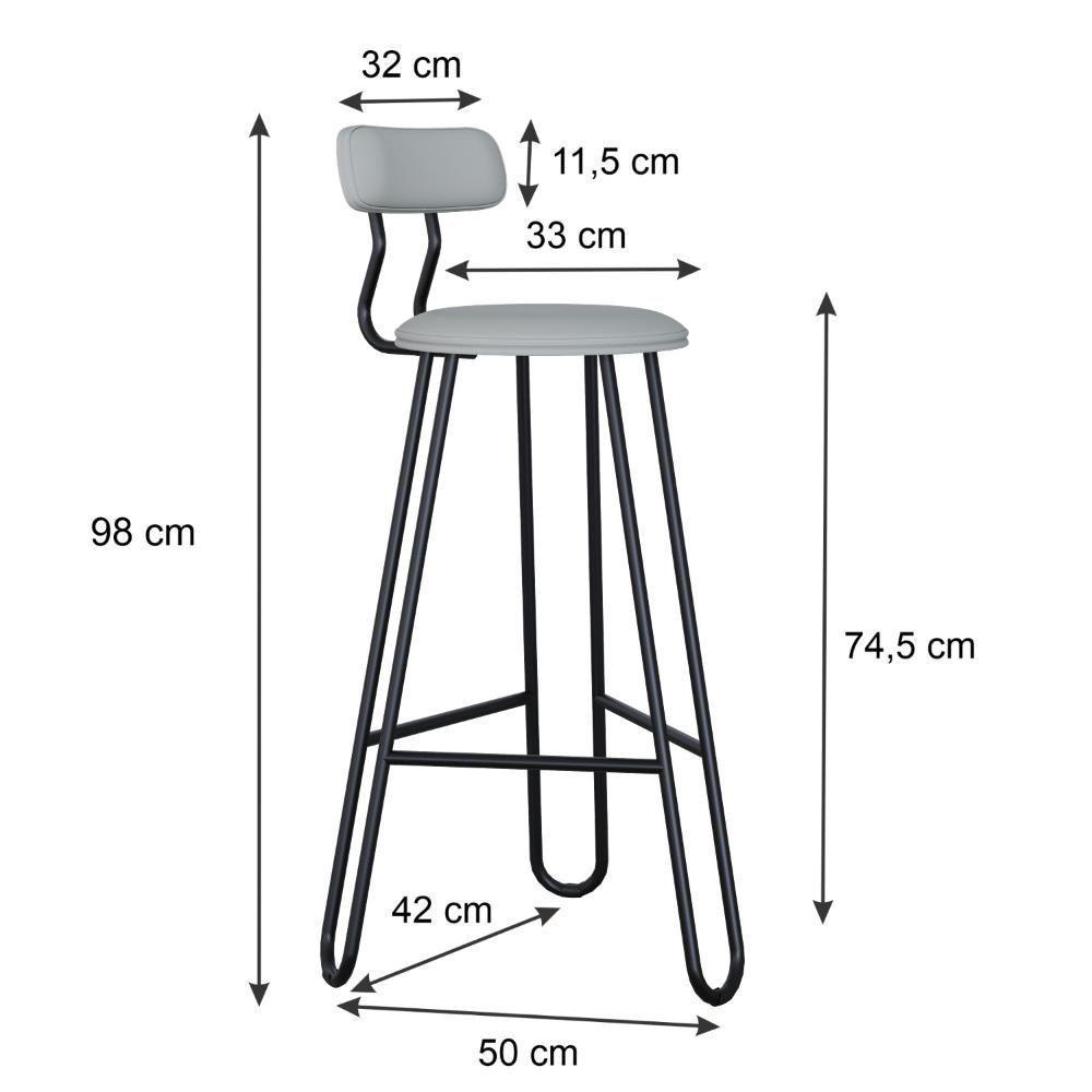 Conjunto 4 Banquetas Alta Ginger Com Encosto Courino Saturno Off White - 3