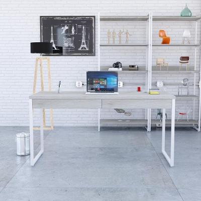 Mesa Diretor 150x60x75cm Com 2 Gavetas Kuadra Snow Estrutura Branca