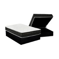 Cama Box Baú Casal: Colchão Molas Bonnel Luckspuma Eagle New + Base CRC Suede Black(138x188) - 1