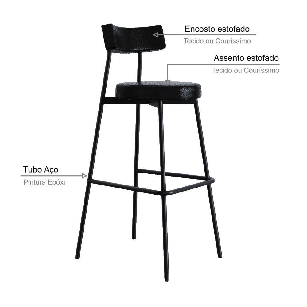 Banqueta Alta Stout Ae: 100 / Aa: 75cm C/04 Un. Bqst7510.4 Courino Preto Courino Preto - 3