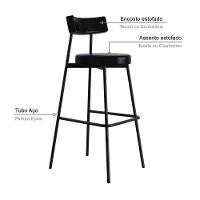 Banqueta Alta Stout Ae: 100 / Aa: 75cm C/04 Un. Bqst7510.4 Courino Preto Courino Preto - 3