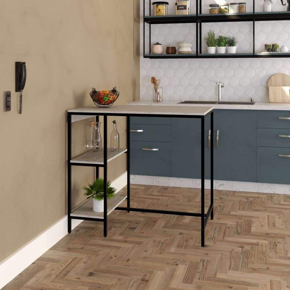 Mesa Bistrô 100x60x92cm C-02banquetas Tub Tucjbi1060.2b Snow Est.preta Snow - Est.preta - 2