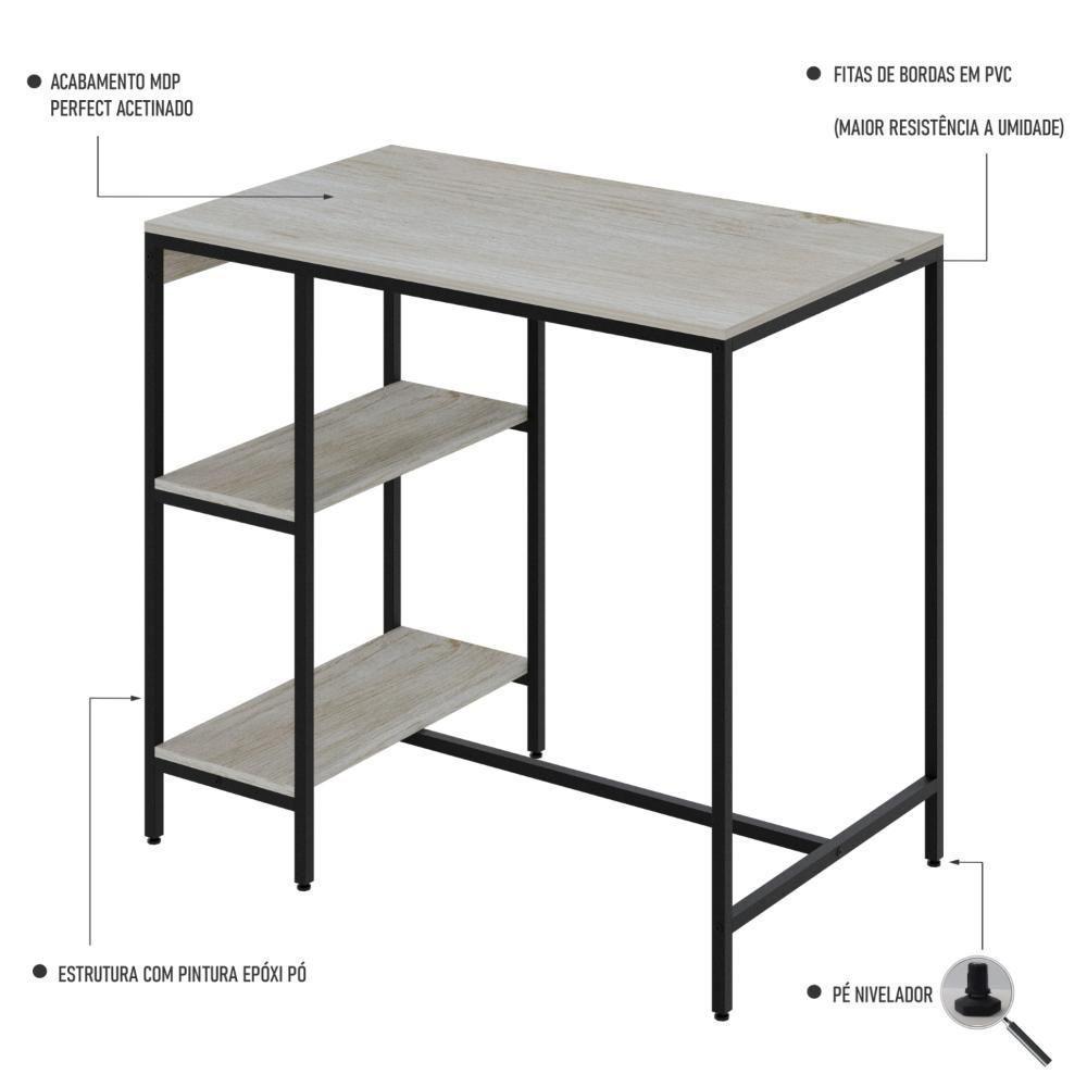 Mesa Bistrô 100x60x92cm C-02banquetas Tub Tucjbi1060.2b Snow Est.preta Snow - Est.preta - 3