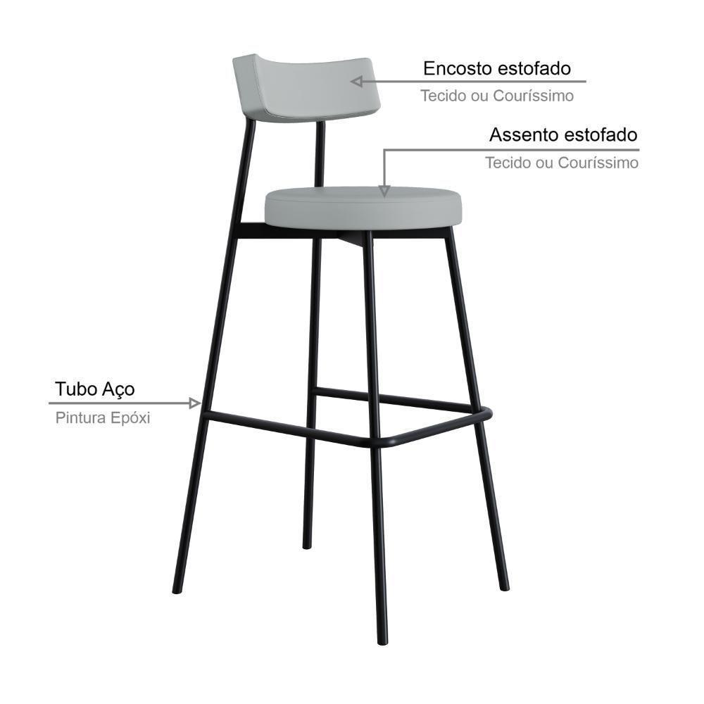 Banqueta Alta Stout Ae: 100 / Aa: 75cm C/04 Un. Bqst7510.4 Courino Saturno Off White Cn.saturno Off White - 3