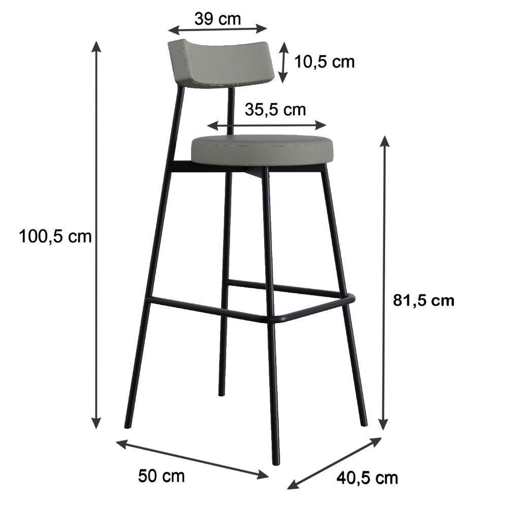 Banqueta Alta Stout Ae: 100 / Aa: 75cm C/04 Un. Bqst7510.4 Courino Venus Cinza Cn.venus Cinza - 5